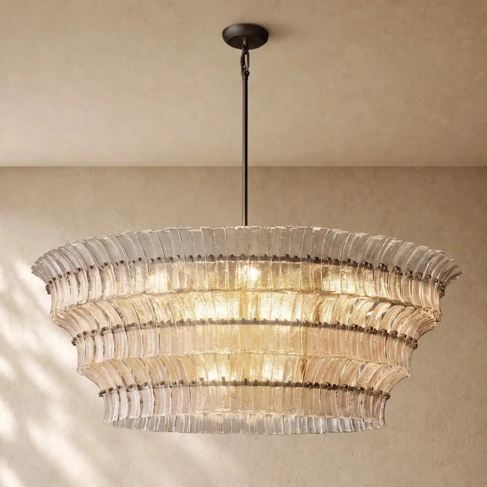 Romanion Glass Round Chandelier - Bronze / 60’’ / Clear