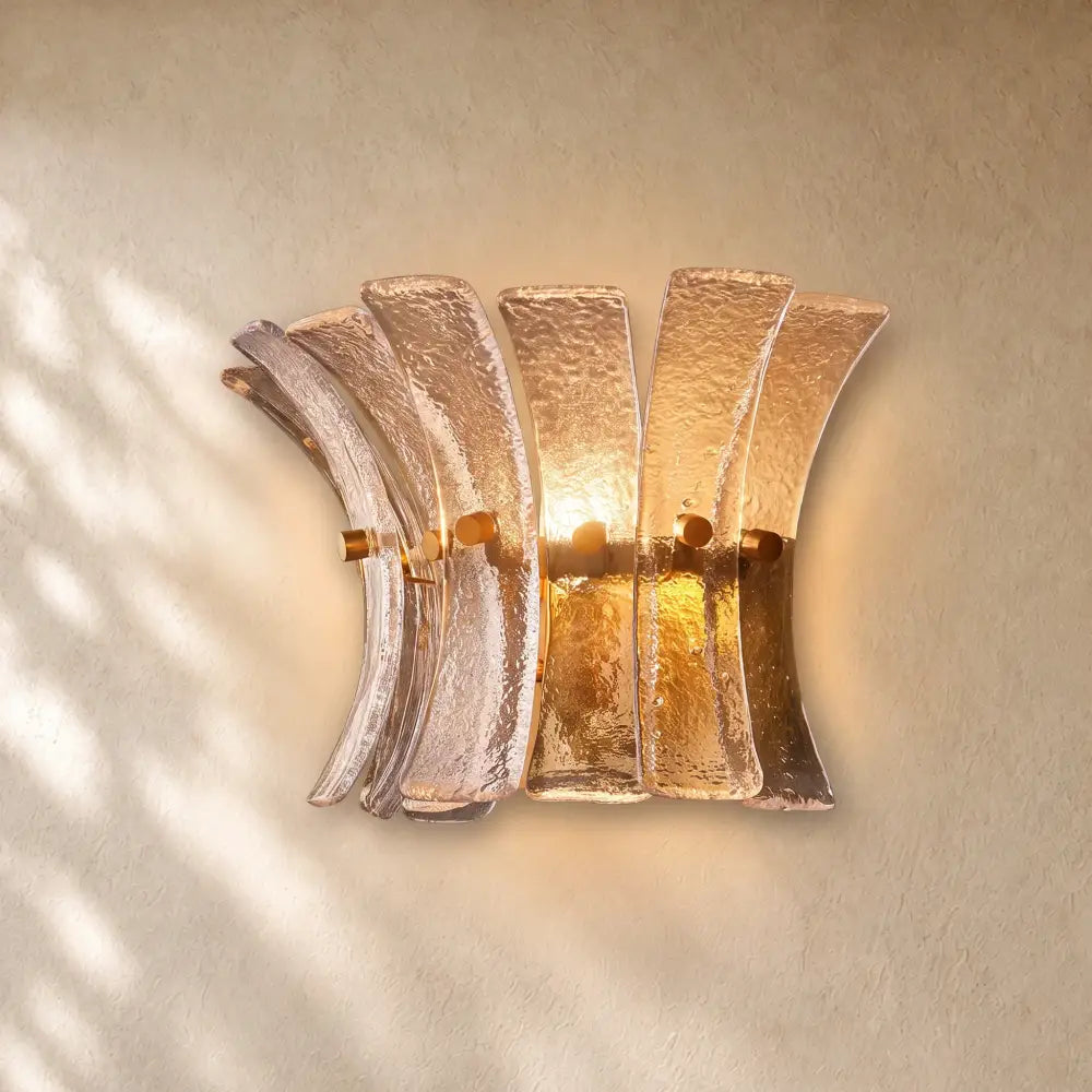 Romanion Glass Sconce 13” - Antiqued Brass / Clear