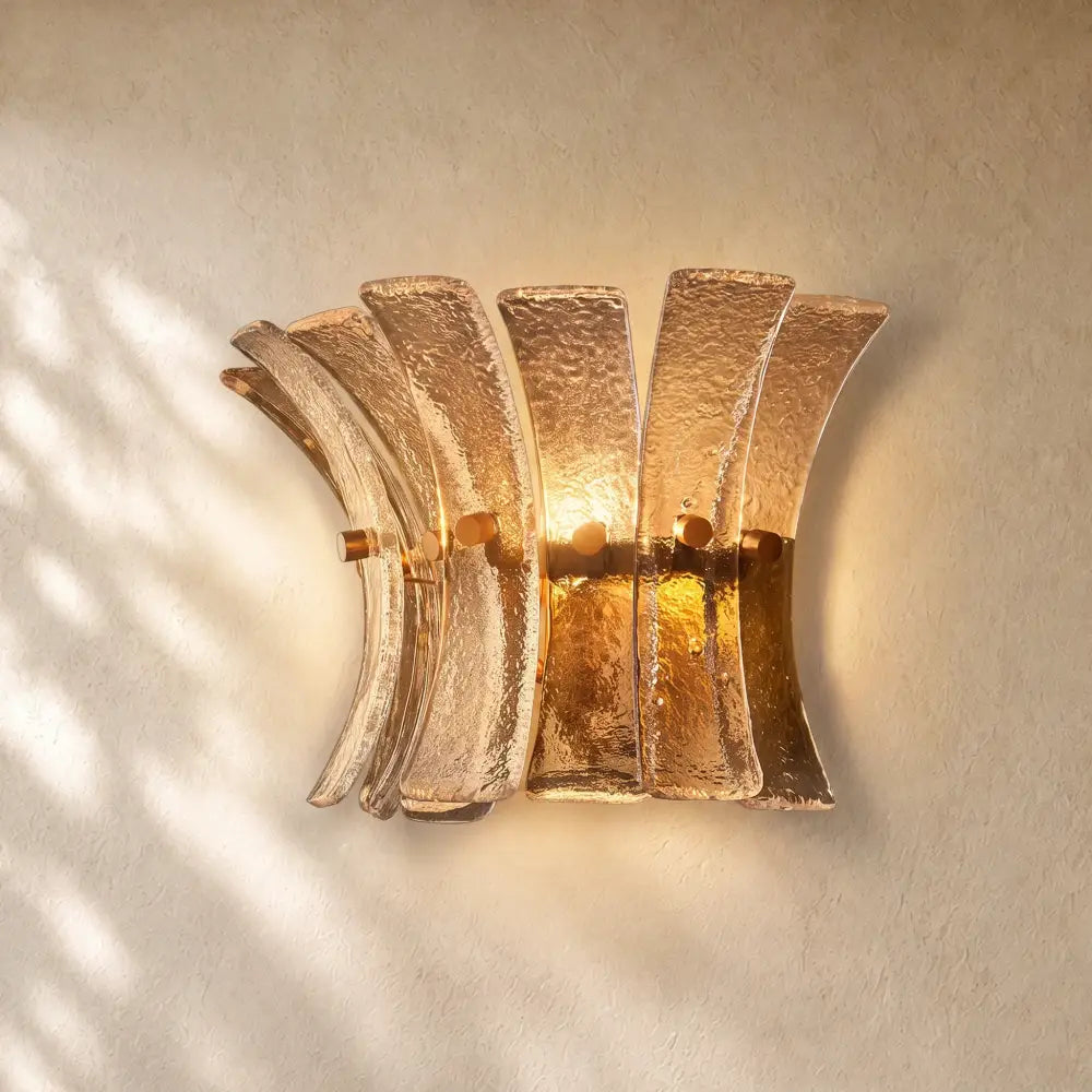 Romanion Glass Sconce 13” - Antiqued Brass / Smoke
