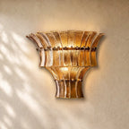 Romanion Glass Sconce 15” - Antiqued Brass / Smoke