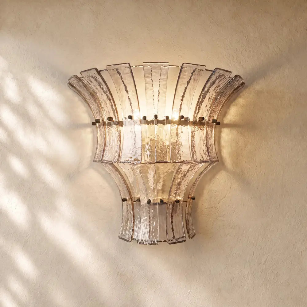 Romanion Glass Sconce 15” - Bronze / Clear