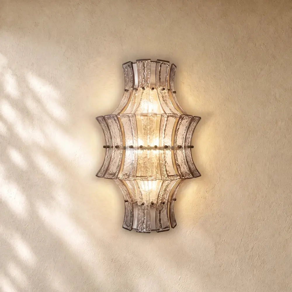 Romanion Glass Sconce 23” - Bronze / Clear
