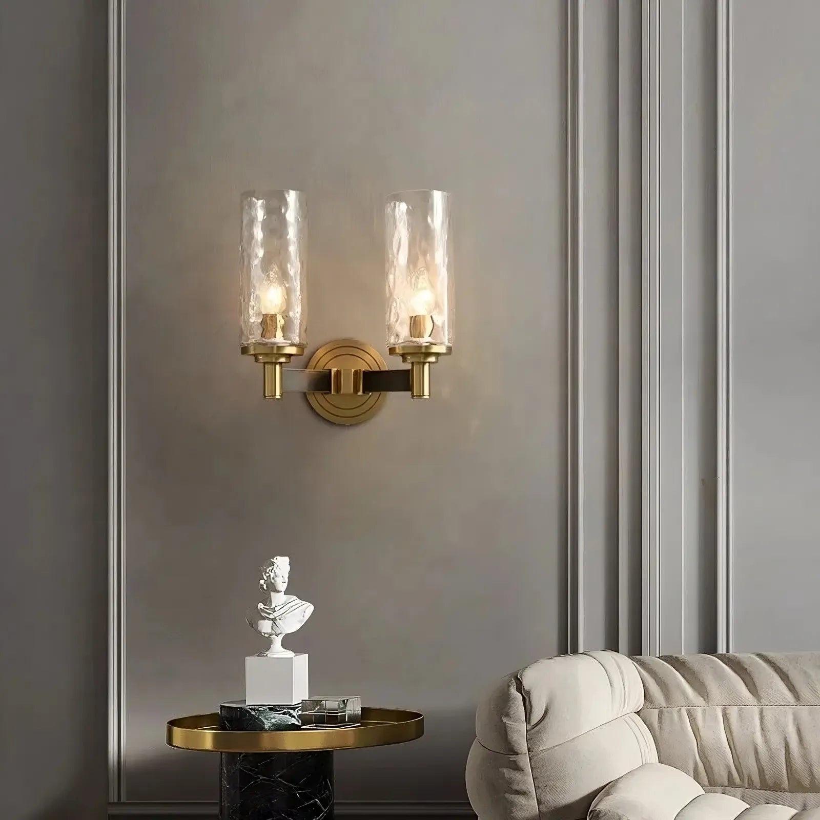 Romea Glass & Copper Wall Sconce - fovolighting