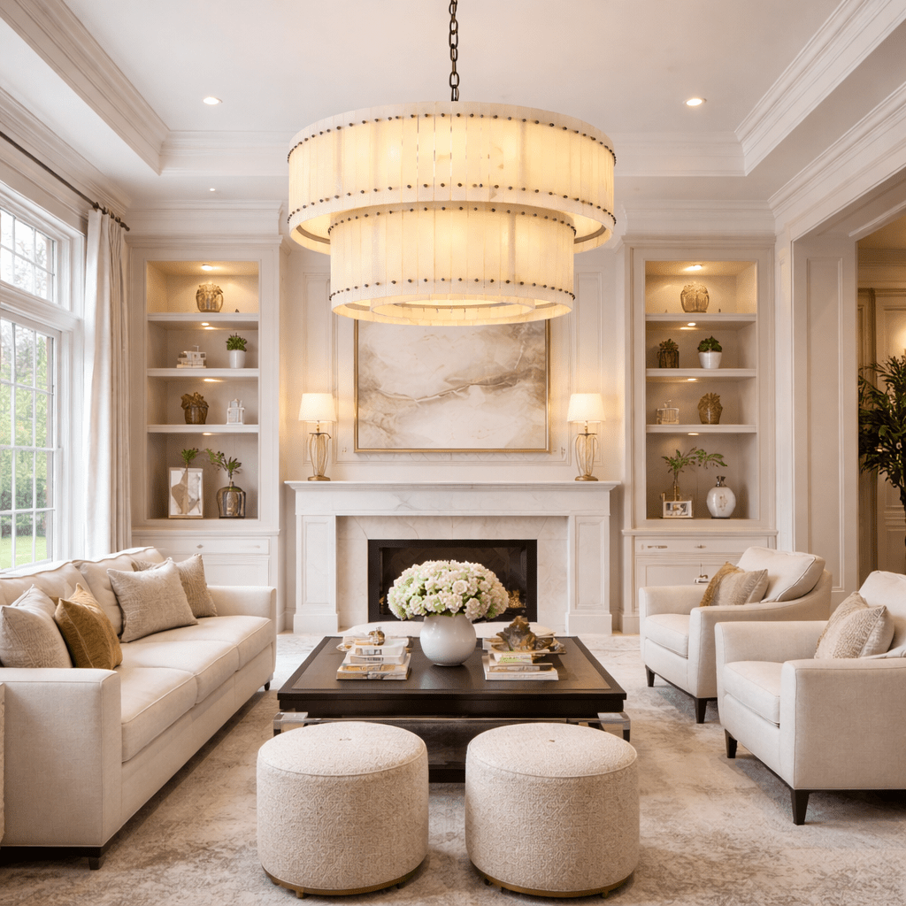 San Marca Alabaster Two - Tier Round Chandelier - fovolighting