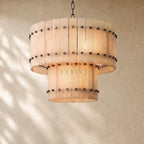 San Marcon Alabaster Two-Tier Round Chandelier