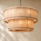 San Marcon Alabaster Two-Tier Round Chandelier