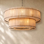 San Marcon Alabaster Two-Tier Round Chandelier