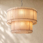 San Marcon Alabaster Two-Tier Round Chandelier