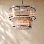 San Marcon Glass Two-Tier Round Chandelier