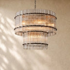 San Marcon Glass Two-Tier Round Chandelier