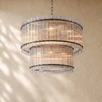 San Marcon Glass Two-Tier Round Chandelier