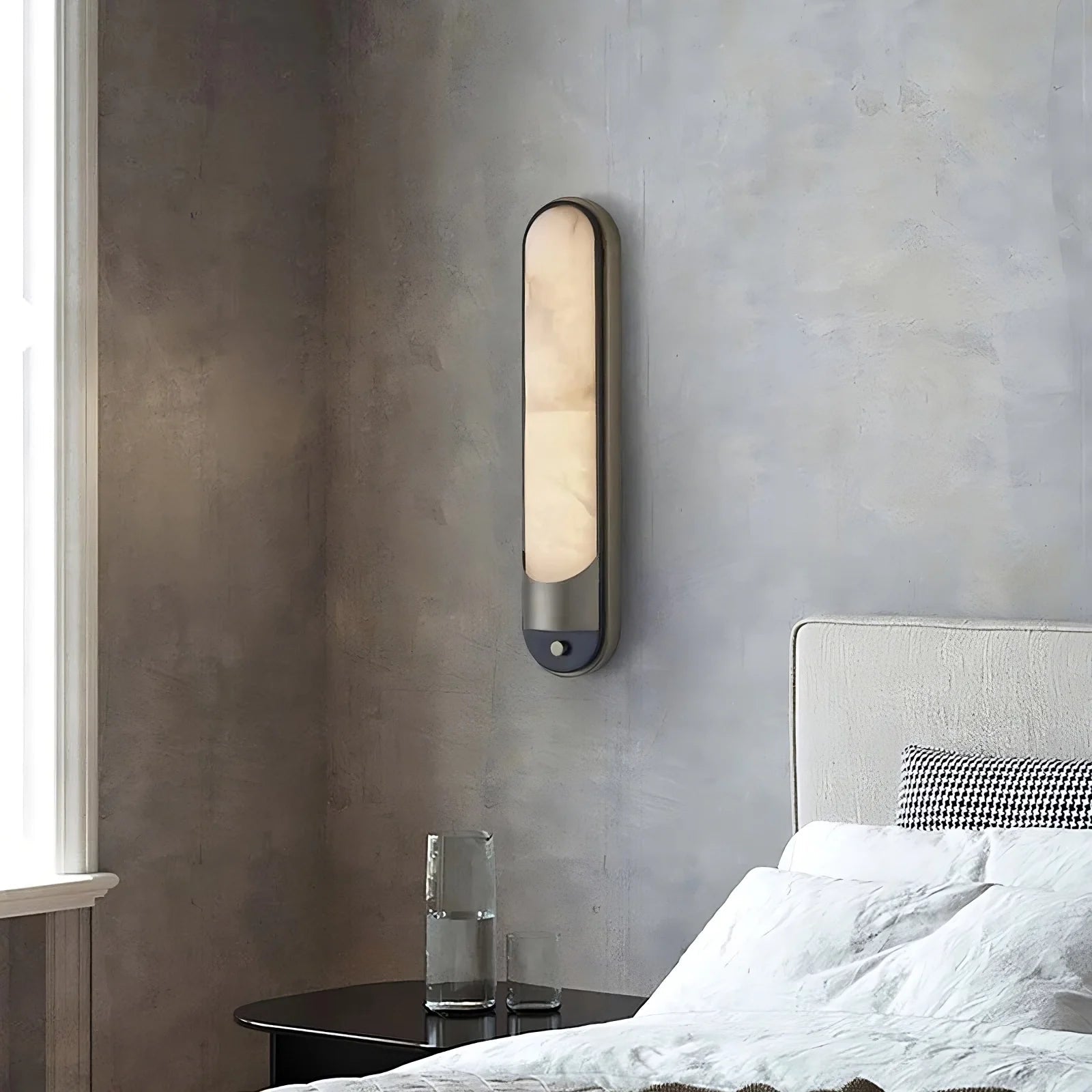 Sandford Stainless Steel & Marble Wall Sconce - fovolighting