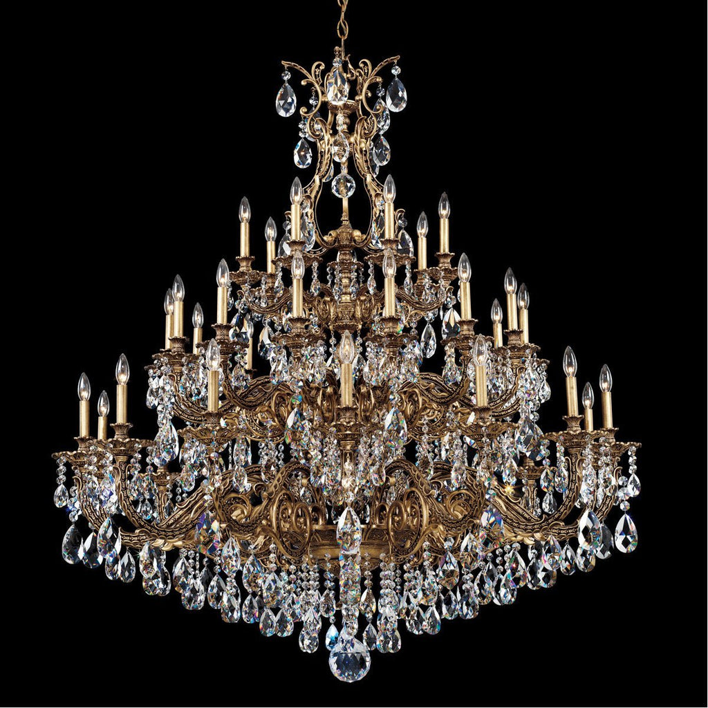 Saphie 35 Light Chandelier Florentine Bronze Heritage Crystal - fovolighting