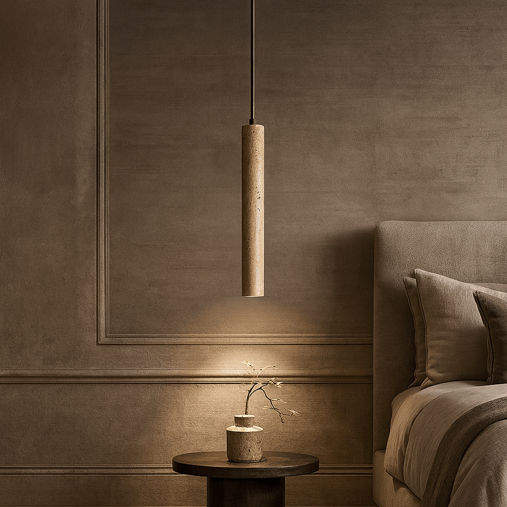 Siena Travertine Cylinder Pendant - fovolighting