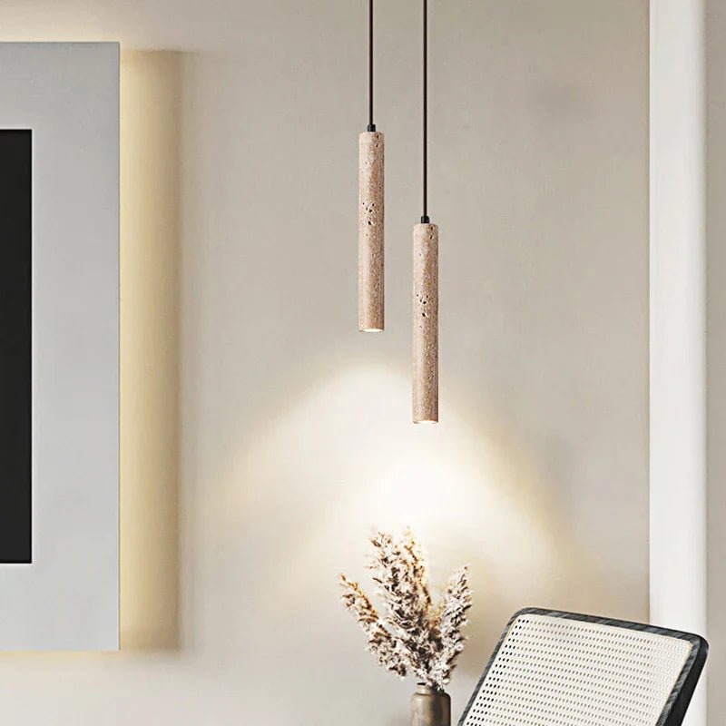 Siena Travertine Cylinder Pendant - fovolighting
