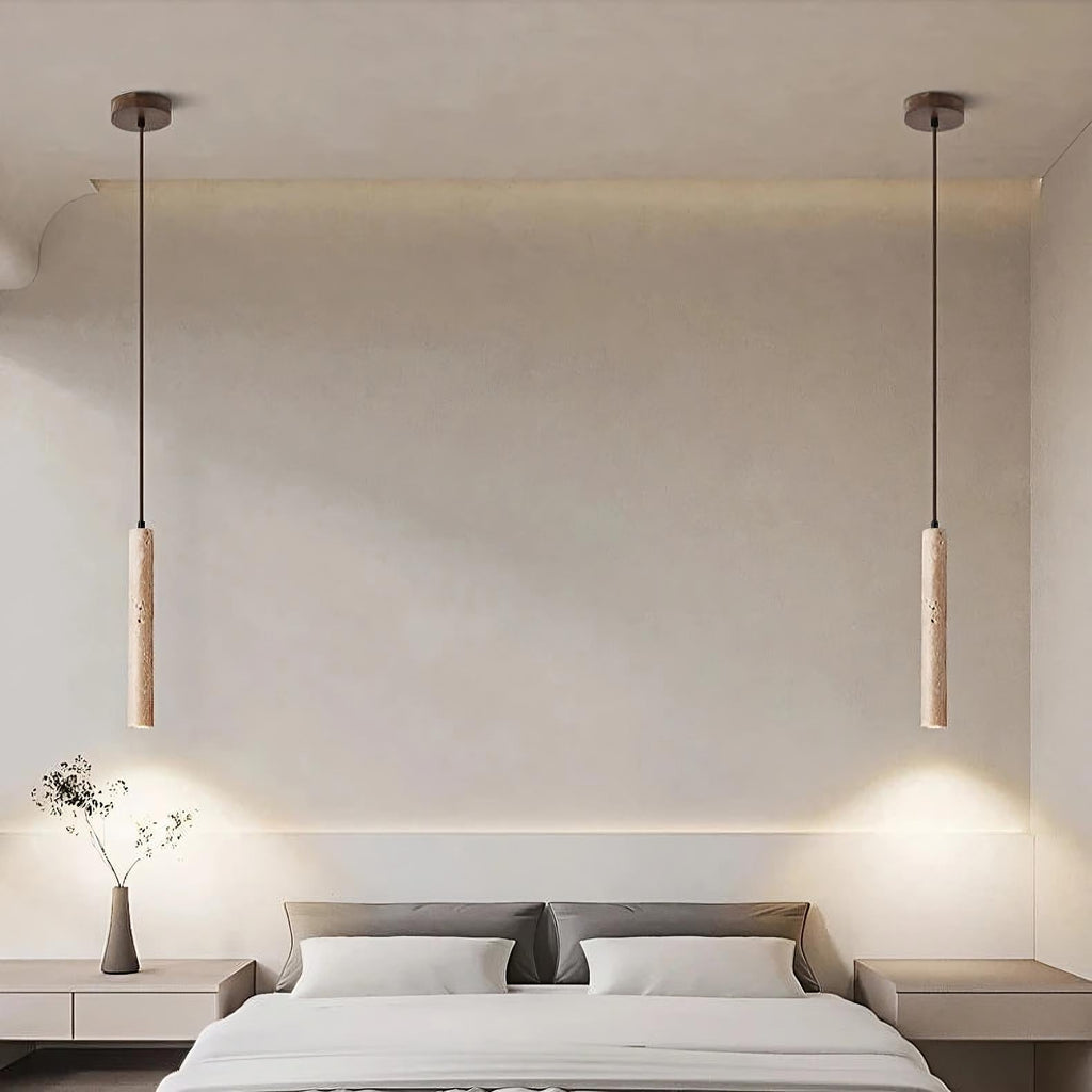 Siena Travertine Cylinder Pendant - fovolighting