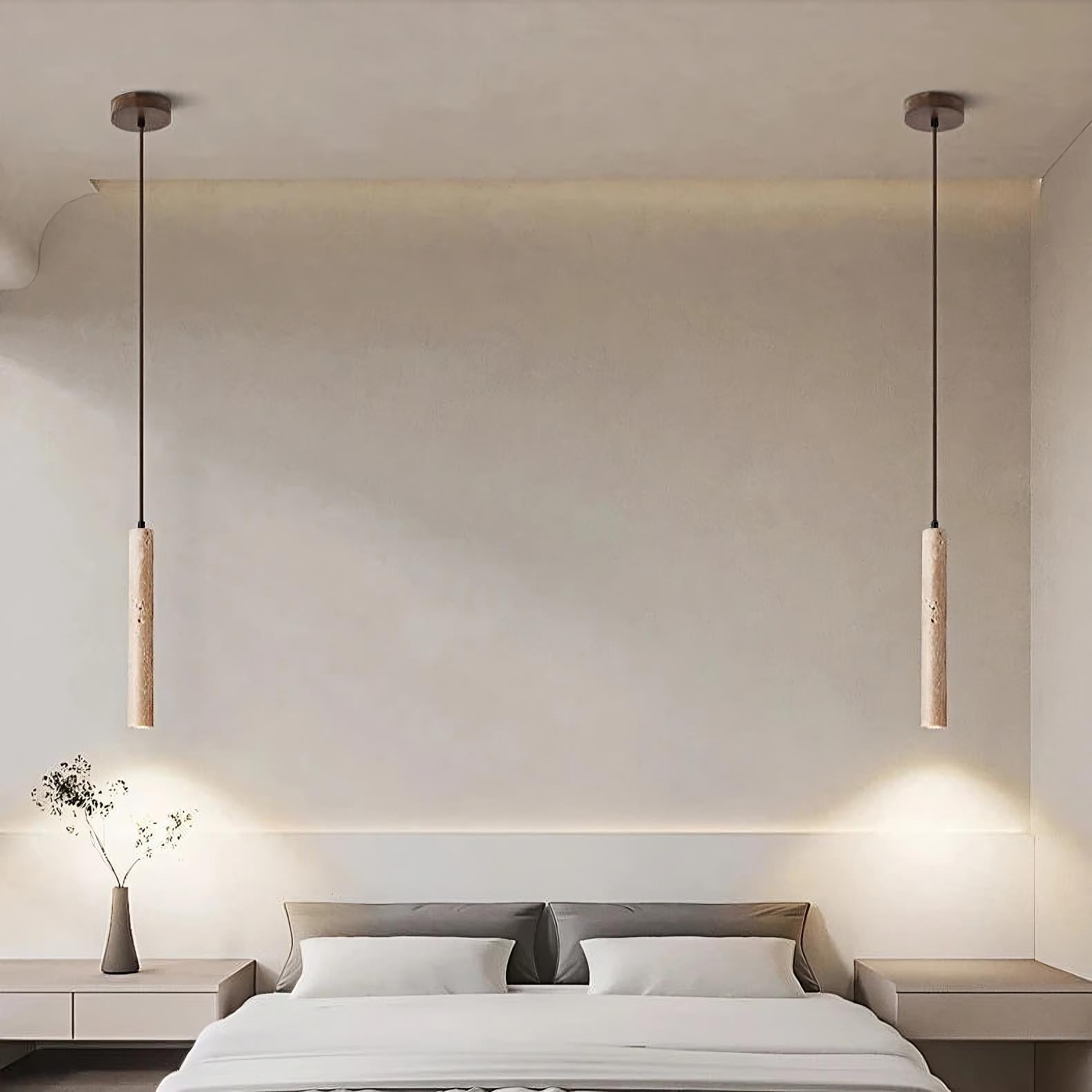 Siena Travertine Cylinder Pendant - fovolighting