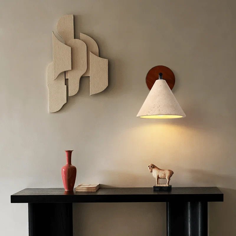 Siena Travertine & Wood Wall Sconce - fovolighting