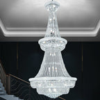Silver/ Chrome Extra Large Crystal Chandelier Foyer Entryway Long Ceiling Lighting Fixture For Staircase - fovolighting