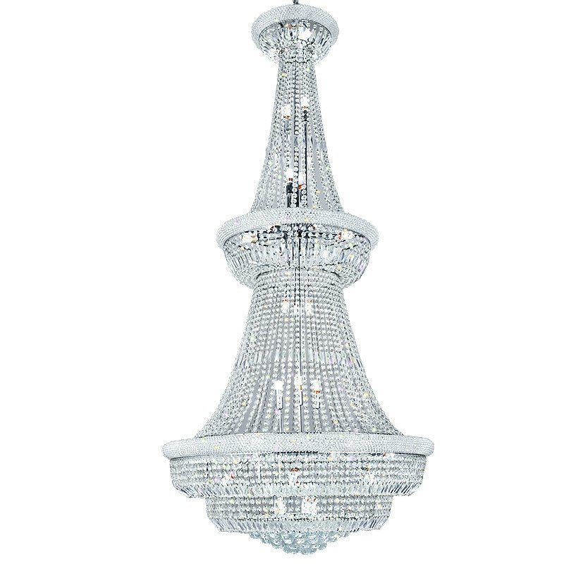Silver/ Chrome Extra Large Crystal Chandelier Foyer Entryway Long Ceiling Lighting Fixture For Staircase - fovolighting