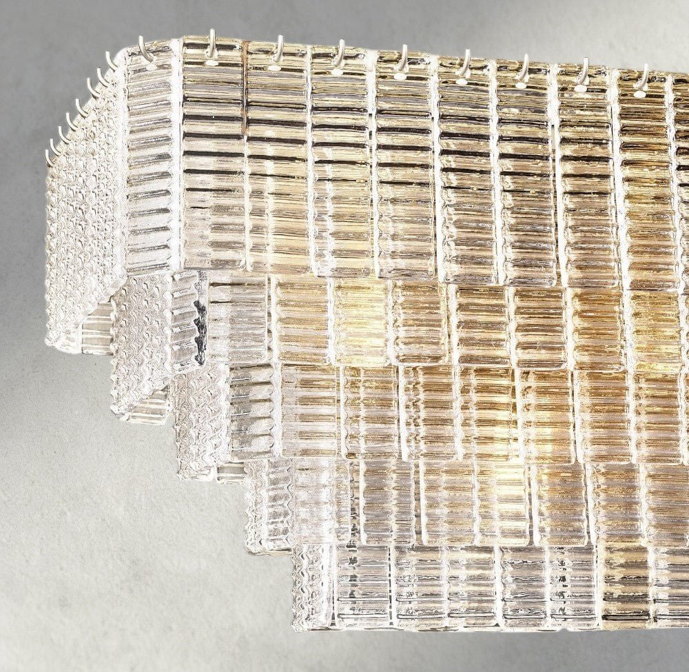 Siraue Clear Glass Rectangular Chandelier 59" - fovolighting