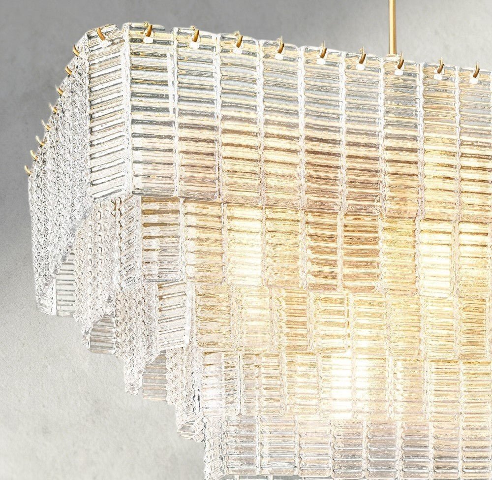 Siraue Clear Glass Rectangular Chandelier 59" - fovolighting