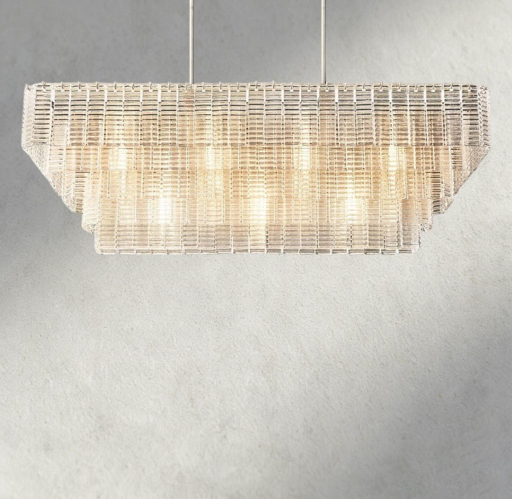 Siraue Clear Glass Rectangular Chandelier 59" - fovolighting