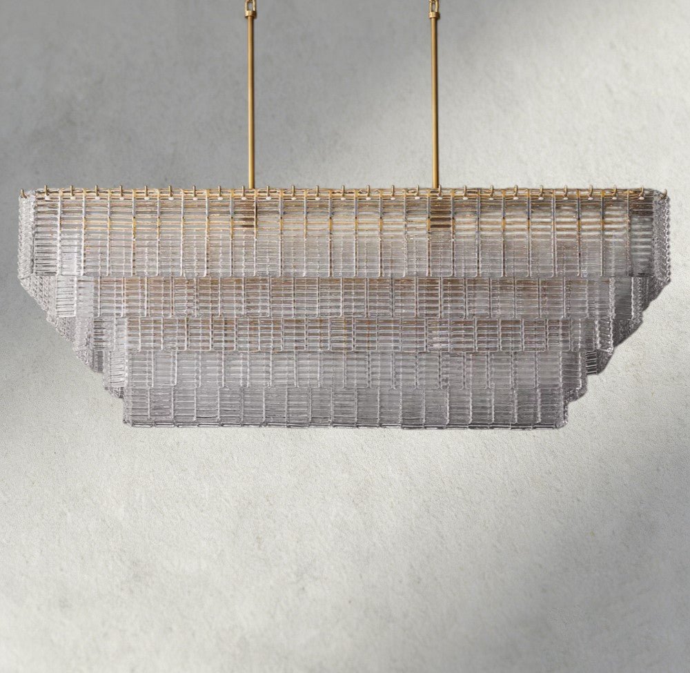 Siraue Clear Glass Rectangular Chandelier 59" - fovolighting