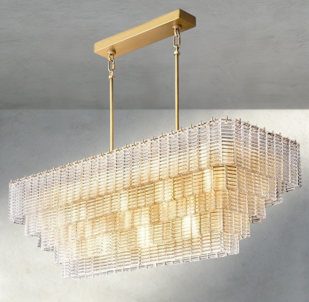 Siraue Clear Glass Rectangular Chandelier 59" - fovolighting