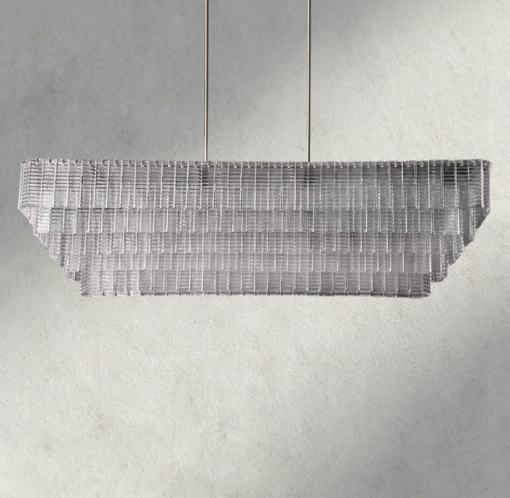 Siraue Clear Glass Rectangular Chandelier 59" - fovolighting