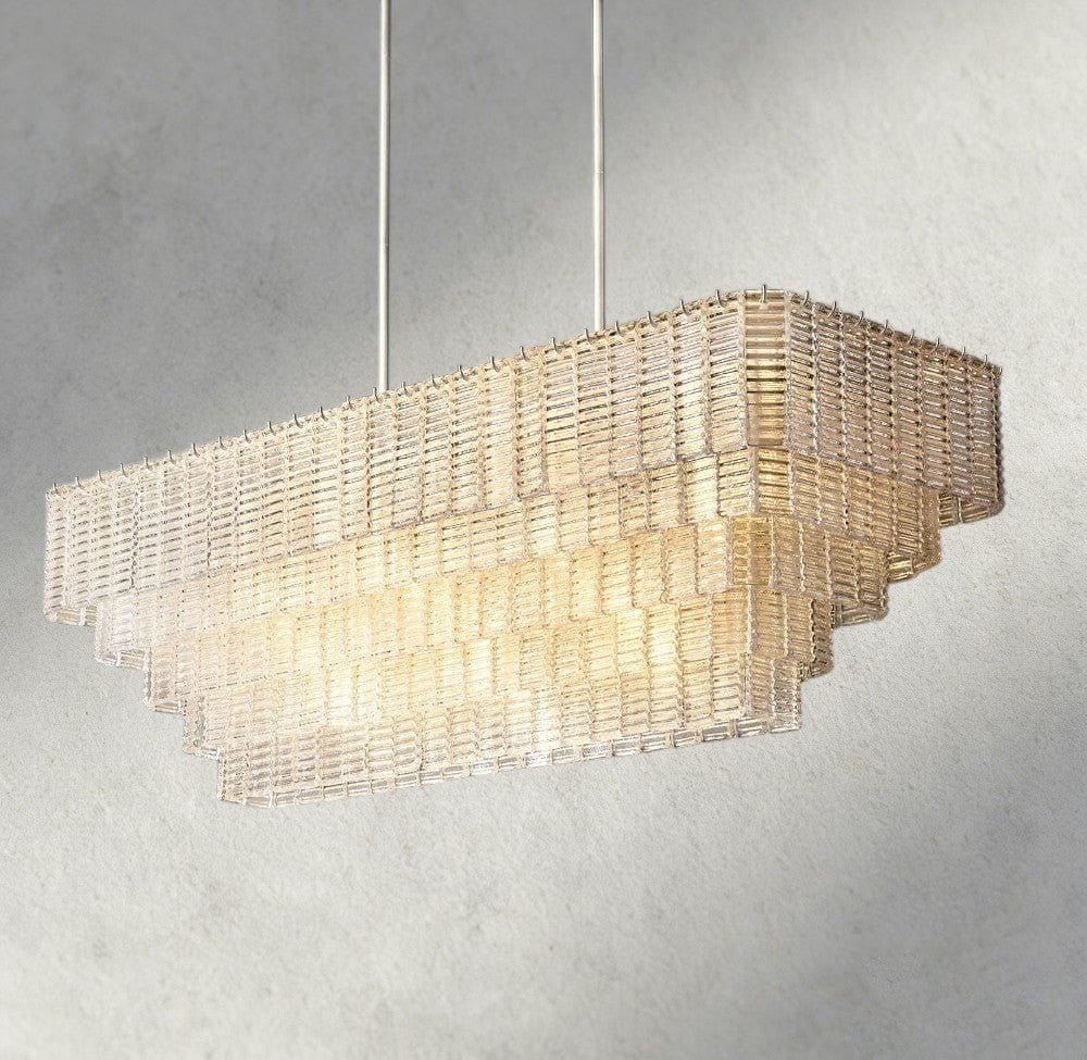 Siraue Clear Glass Rectangular Chandelier 59" - fovolighting