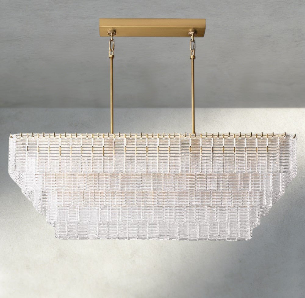 Siraue Clear Glass Rectangular Chandelier 59" - fovolighting