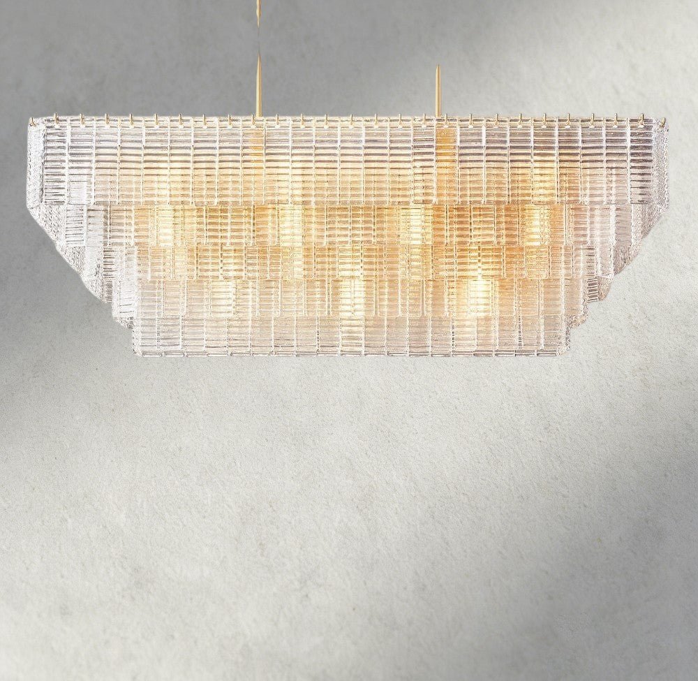 Siraue Clear Glass Rectangular Chandelier 59" - fovolighting