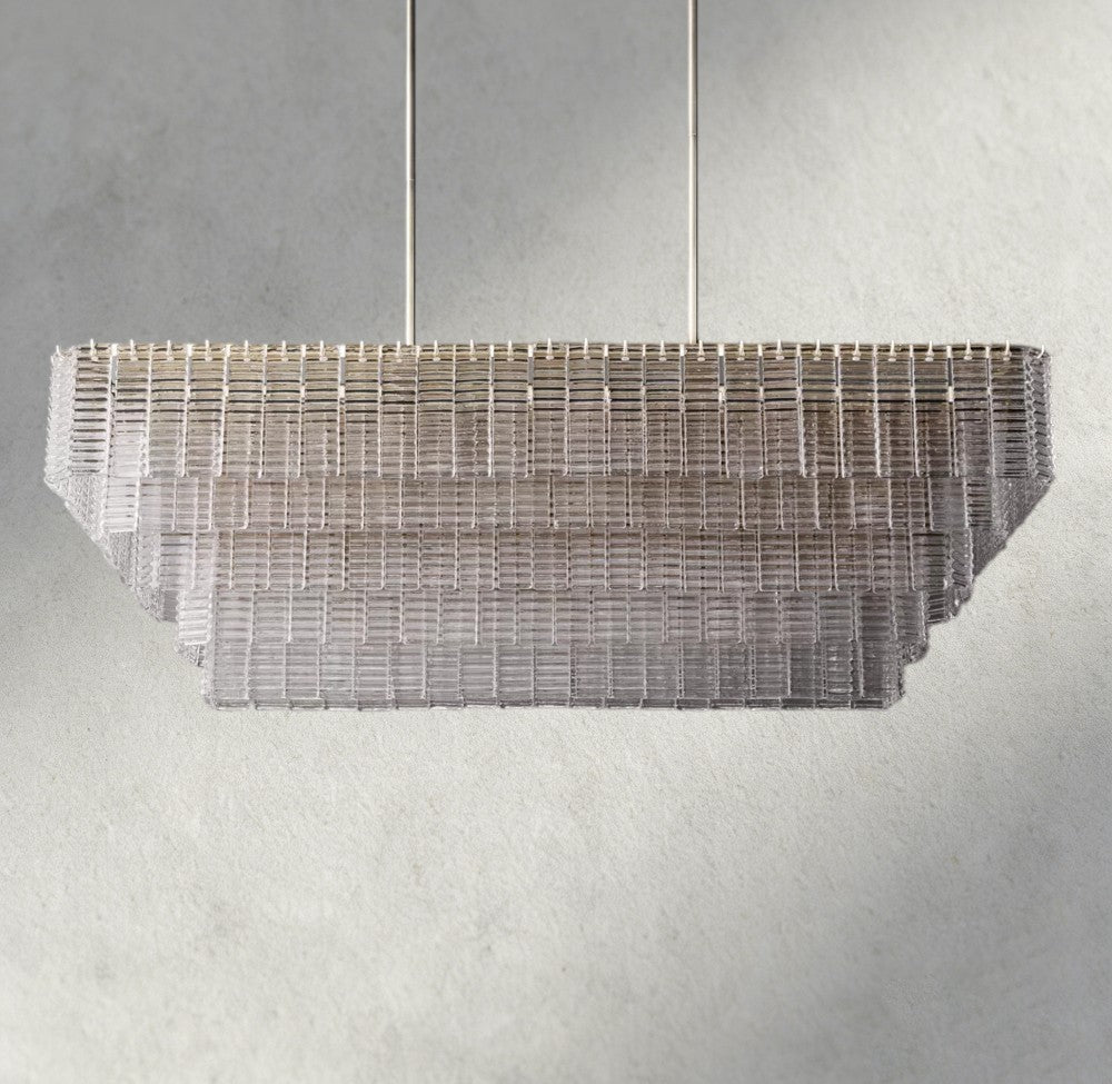 Siraue Clear Glass Rectangular Chandelier 59" - fovolighting