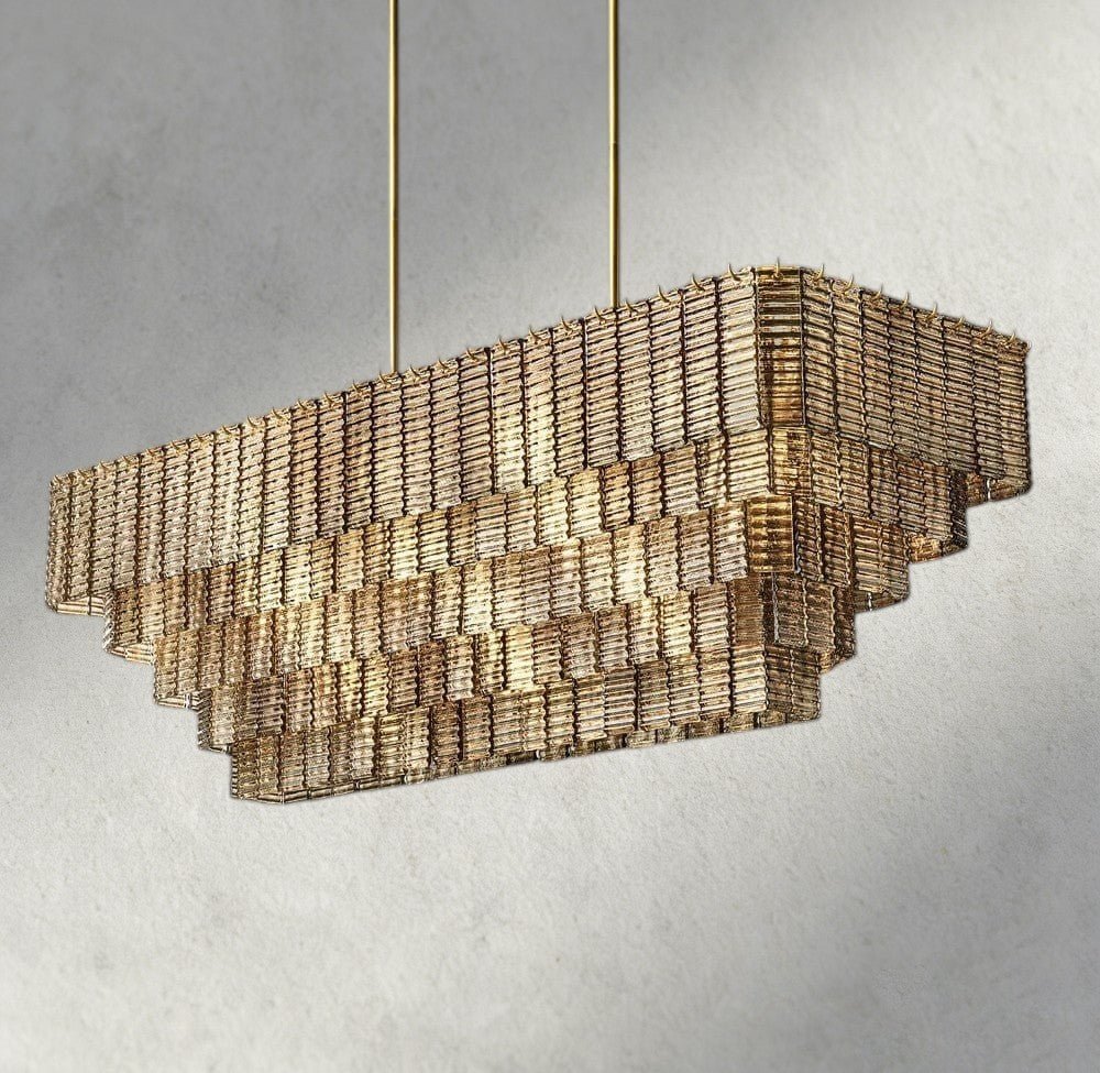 Siraue Smoke Glass Rectangular Chandelier 59", 77" - fovolighting