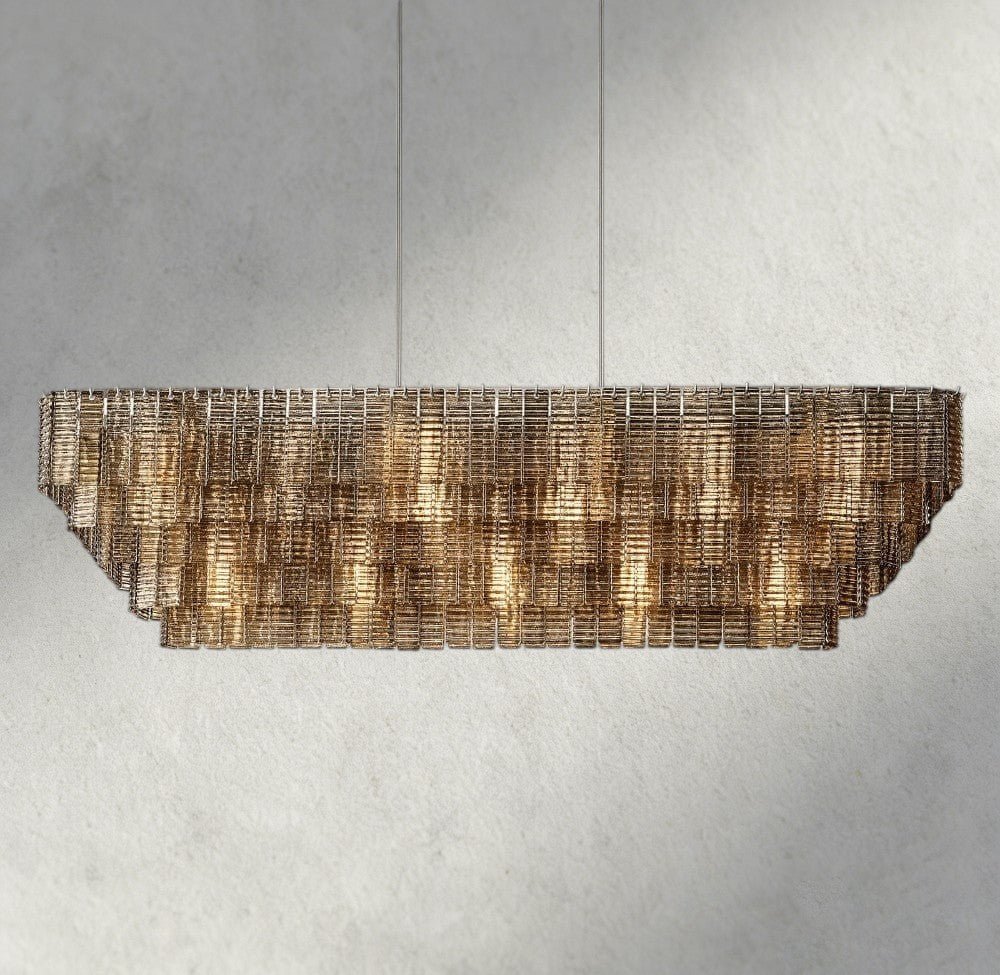 Siraue Smoke Glass Rectangular Chandelier 59", 77" - fovolighting
