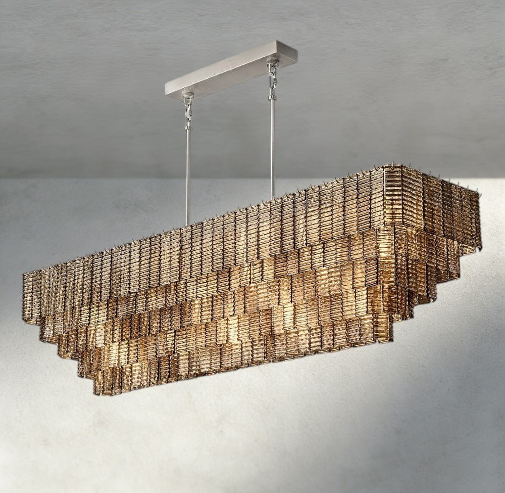 Siraue Smoke Glass Rectangular Chandelier 59", 77" - fovolighting
