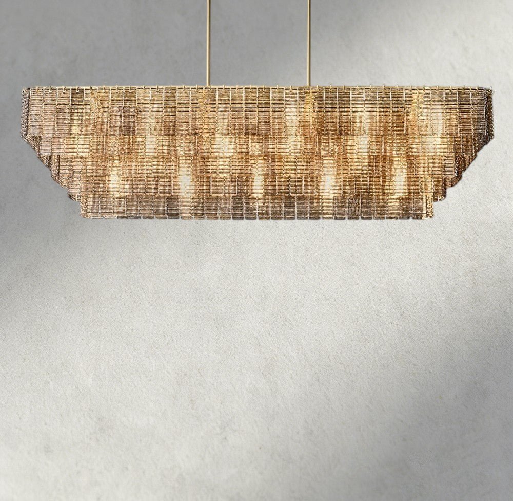 Siraue Smoke Glass Rectangular Chandelier 59", 77" - fovolighting