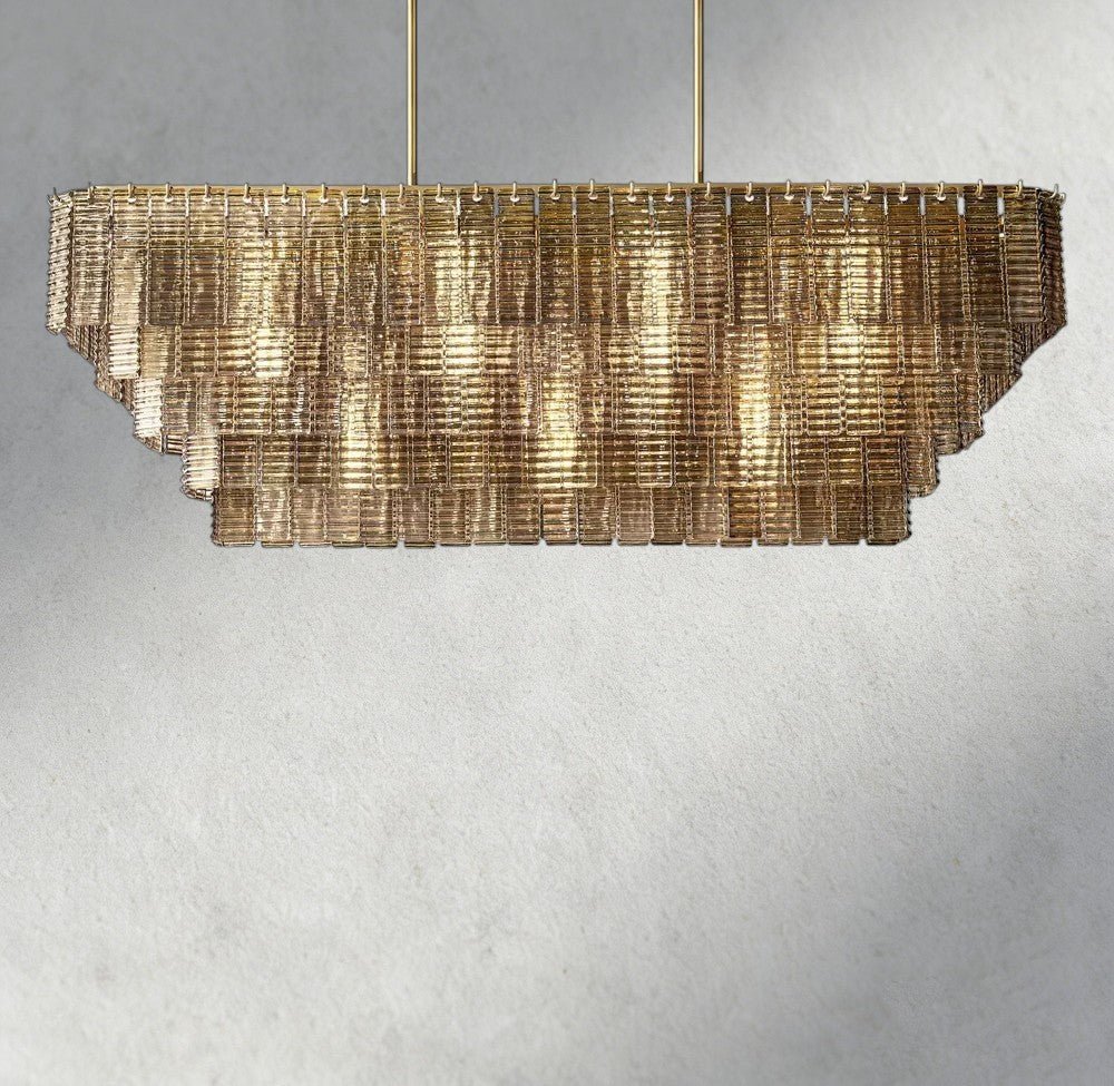 Siraue Smoke Glass Rectangular Chandelier 59", 77" - fovolighting