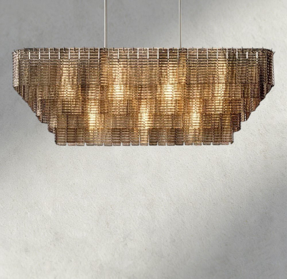 Siraue Smoke Glass Rectangular Chandelier 59", 77" - fovolighting