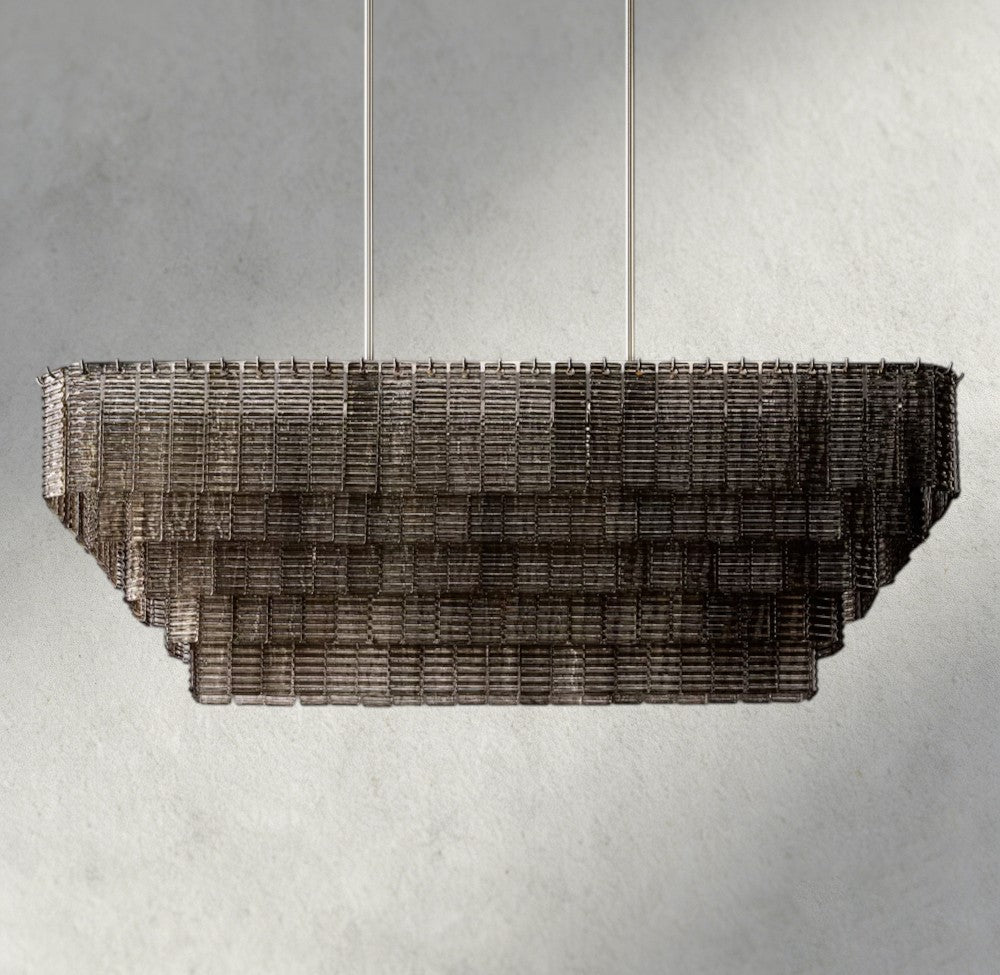 Siraue Smoke Glass Rectangular Chandelier 59", 77" - fovolighting