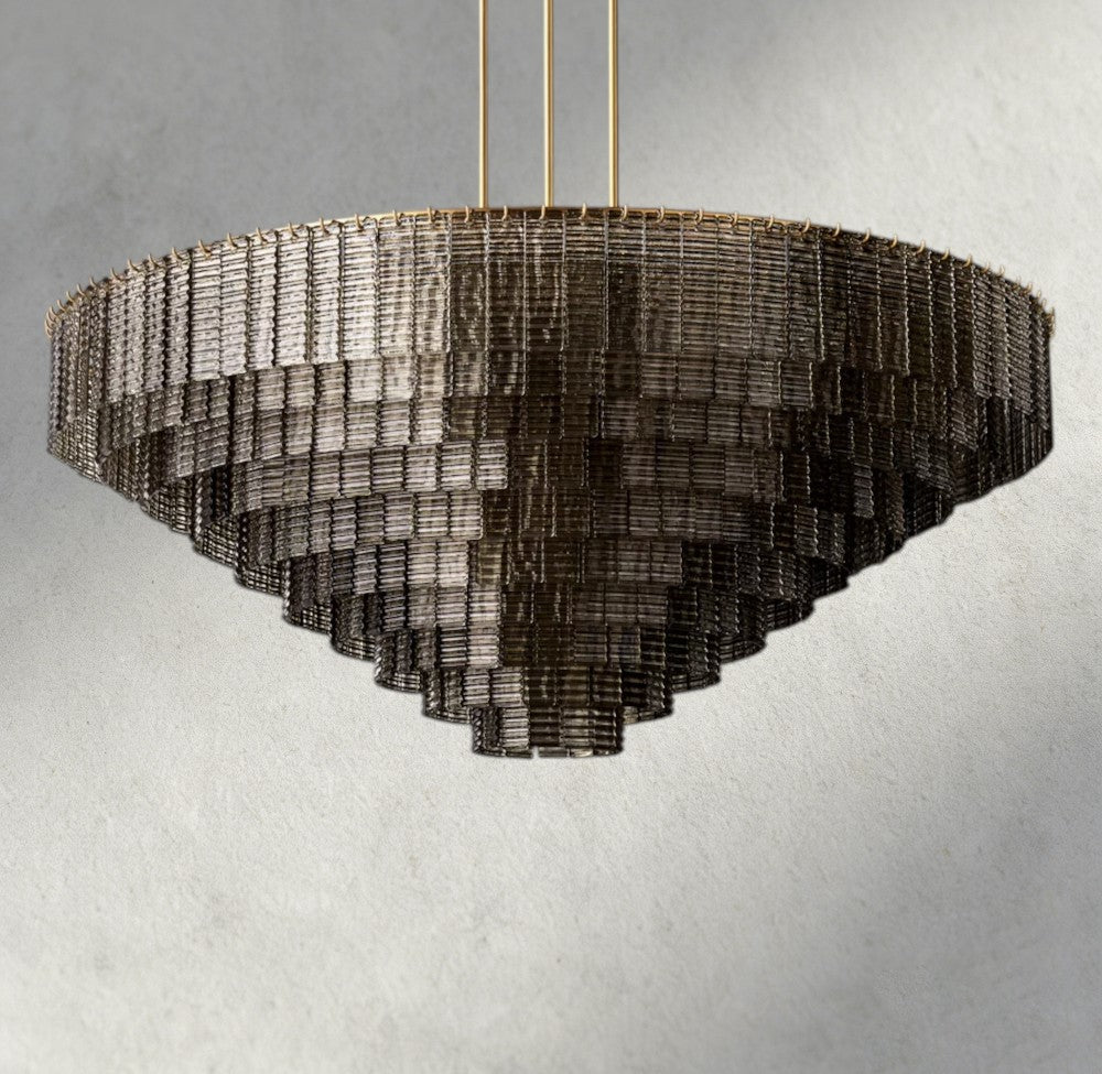 Siraue Smoke Glass Round Chandelier 41", 52", 65" - fovolighting