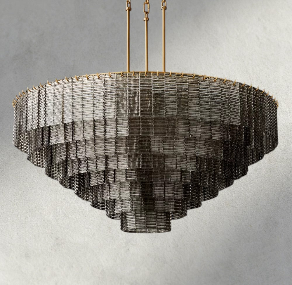 Siraue Smoke Glass Round Chandelier 41", 52", 65" - fovolighting