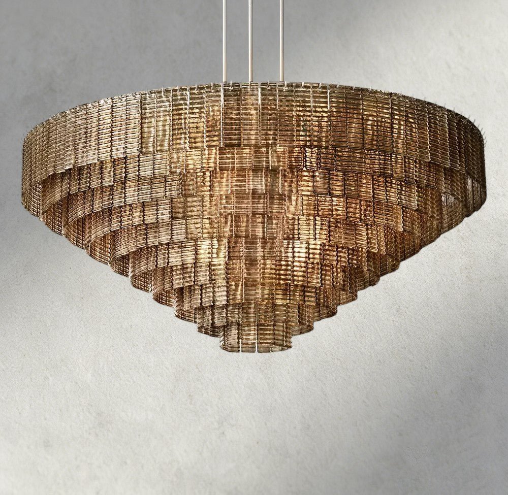 Siraue Smoke Glass Round Chandelier 41", 52", 65" - fovolighting