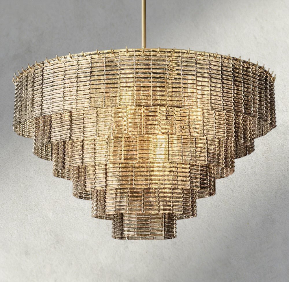 Siraue Smoke Glass Round Chandelier 41", 52", 65" - fovolighting
