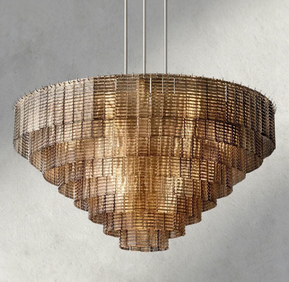 Siraue Smoke Glass Round Chandelier 41", 52", 65" - fovolighting