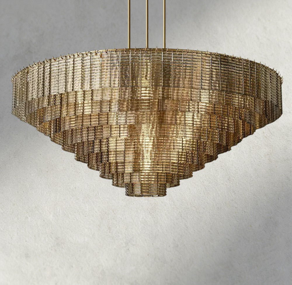 Siraue Smoke Glass Round Chandelier 41", 52", 65" - fovolighting