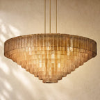 Sirena Glass Round Chandelier - Lacquered Burnished Brass / 52’’ / Clear