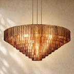 Sirena Glass Round Chandelier - Lacquered Burnished Brass / 65’’ / Clear