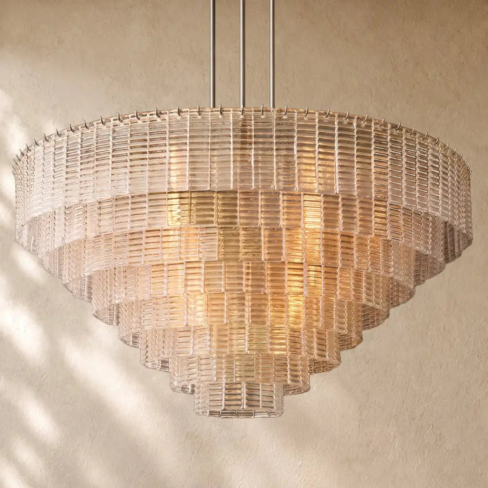 Sirena Glass Round Chandelier - Satin Nickel / 52’’ / Clear